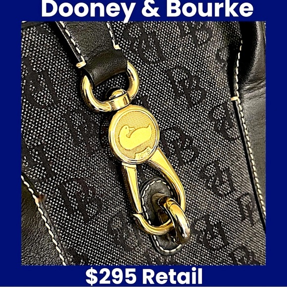 Y2K Dooney & Bourke Logo Lock Signature Canvas Jacquard w/Leather Trim - Picture 5 of 13